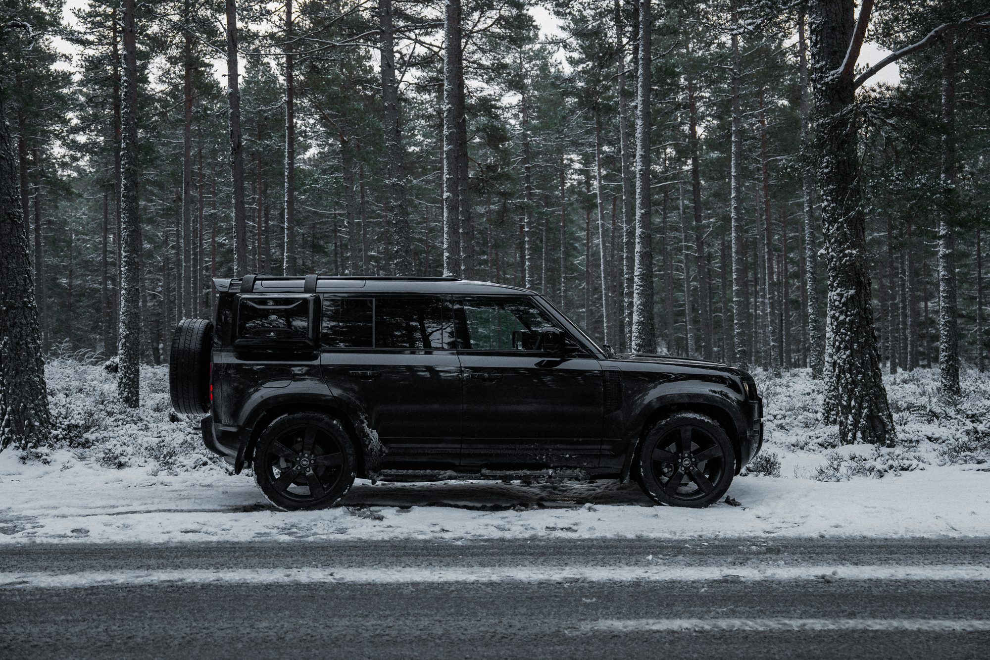 Land Rover Defender in the Cairngorms